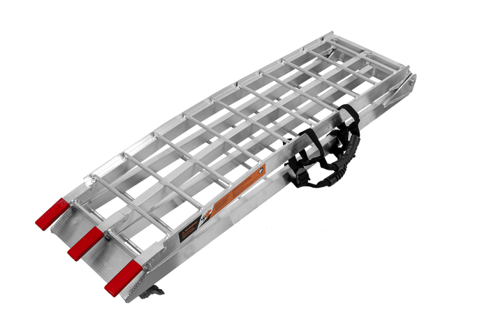 UNITRAILER ALR002 faltbare Rampen aus Aluminium für Anhänger, 221 cm, 680 kg Tragkraft, mit Gurt, 2er-Set